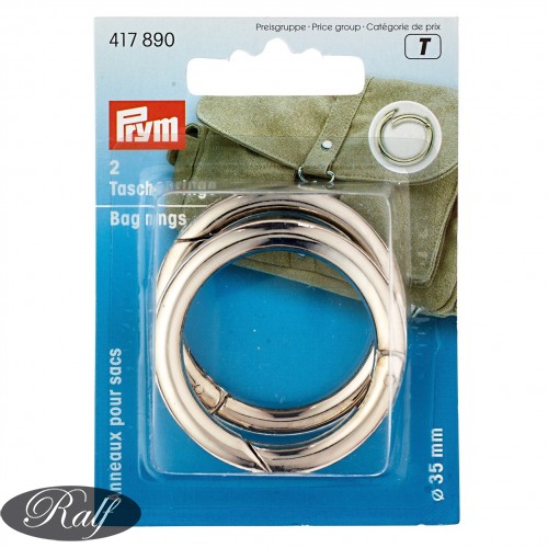 Inel pentru geanta, culoare argintiu, 35 mm - Prym 417890